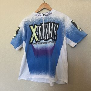 Vintage Xtreme Shirt Mens Size Large 90s Print 1/4 zip racing short sleeve